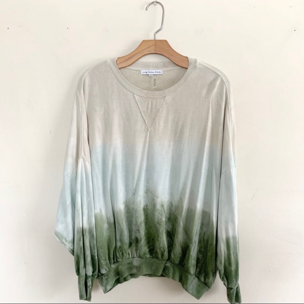 Young Fabulous & Broke Green and Cream Sweatshirt